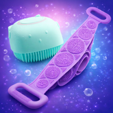 2-in-1 Silicone Massage Bath Brush with Soap Dispenser | Soft Body Scrubber for Men, Women & Kids