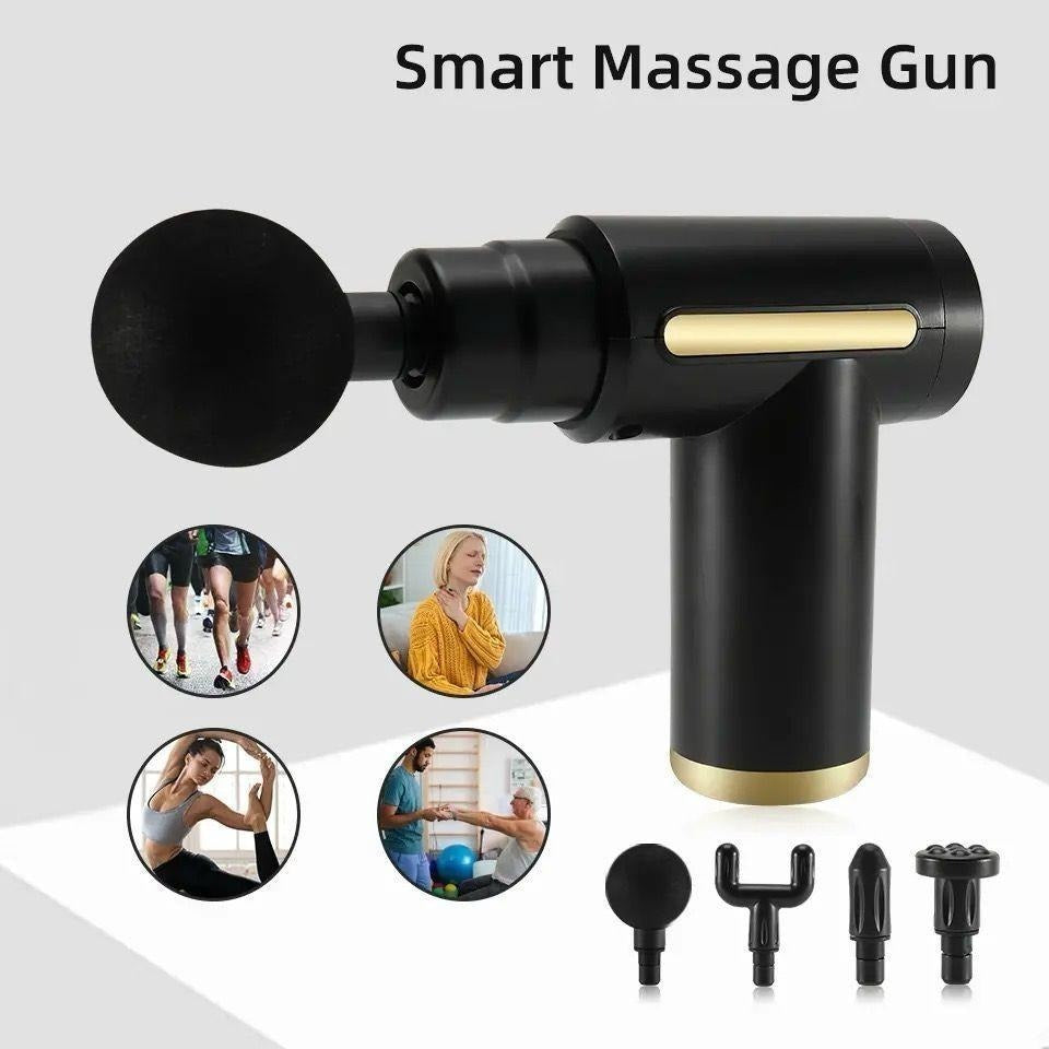 Smart Massage Gun – Deep Tissue Percussion Muscle Massager with 4 Massage Heads